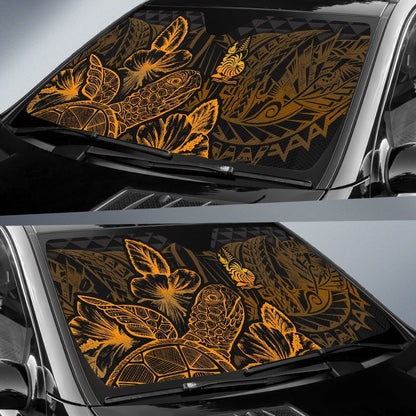 New Caledonia Auto Sun Shades Turtle Hibiscus Gold