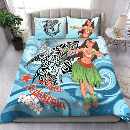 New Caledonia Bedding Set - Polynesian Girls With Shark