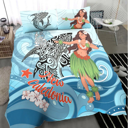 New Caledonia Bedding Set - Polynesian Girls With Shark