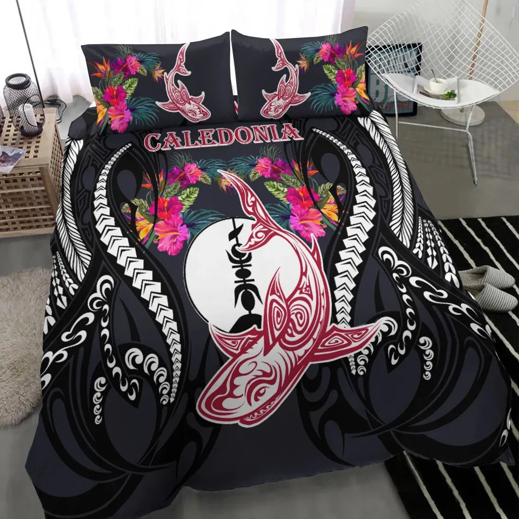 New Caledonia Bedding Set - Polynesian Shark Hibiscus Flower