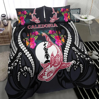 New Caledonia Bedding Set - Polynesian Shark Hibiscus Flower
