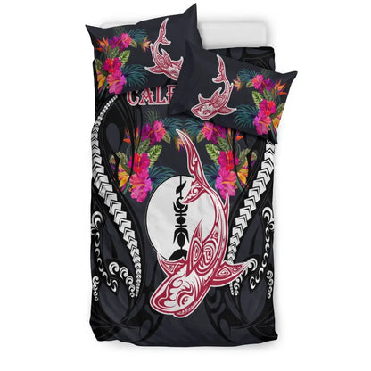 New Caledonia Bedding Set - Polynesian Shark Hibiscus Flower