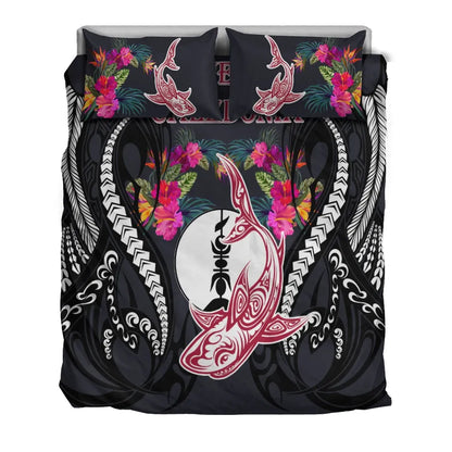 New Caledonia Bedding Set - Polynesian Shark Hibiscus Flower