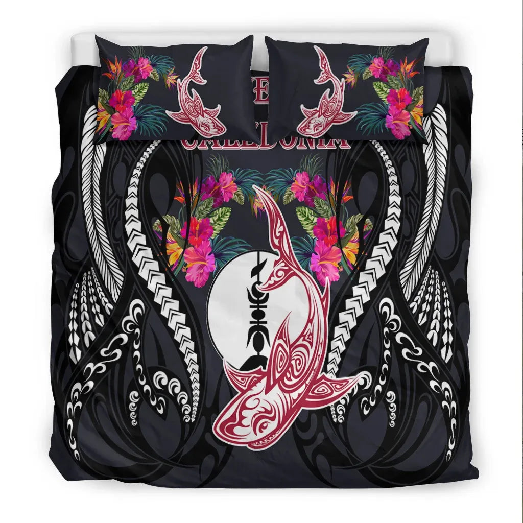 New Caledonia Bedding Set - Polynesian Shark Hibiscus Flower