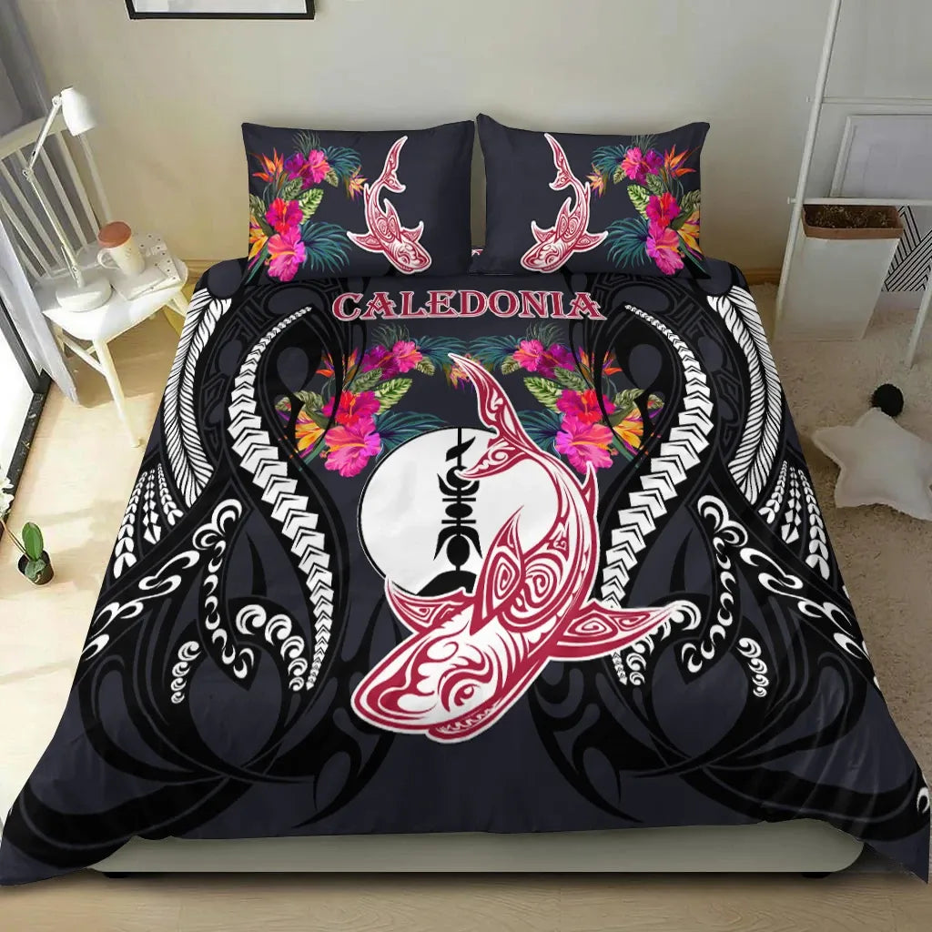 New Caledonia Bedding Set - Polynesian Shark Hibiscus Flower