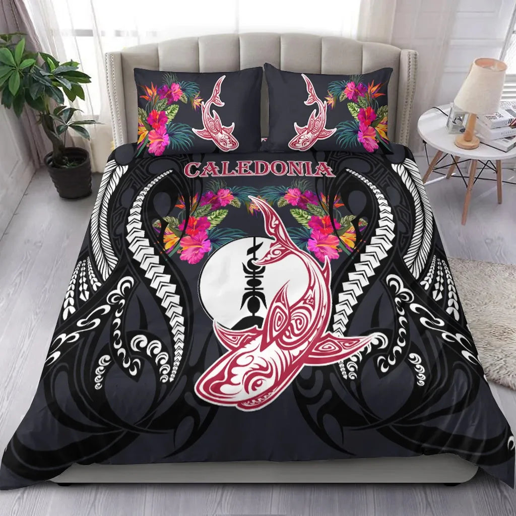 New Caledonia Bedding Set - Polynesian Shark Hibiscus Flower