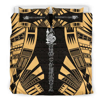 New Caledonia Duvet Cover Set - Polynesian Tattoo Gold