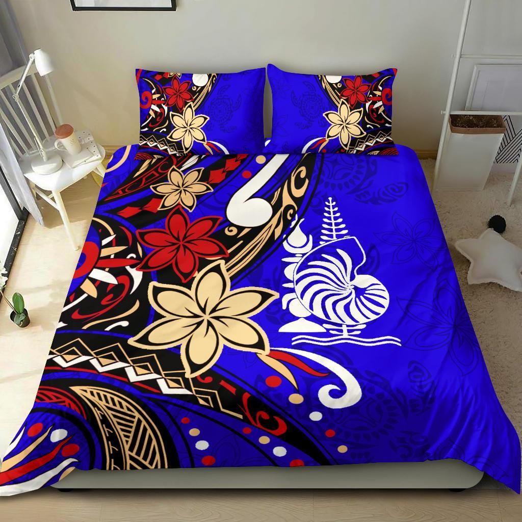 New Caledonia Bedding Set - Tribal Flower With Special Turtles Blue Color