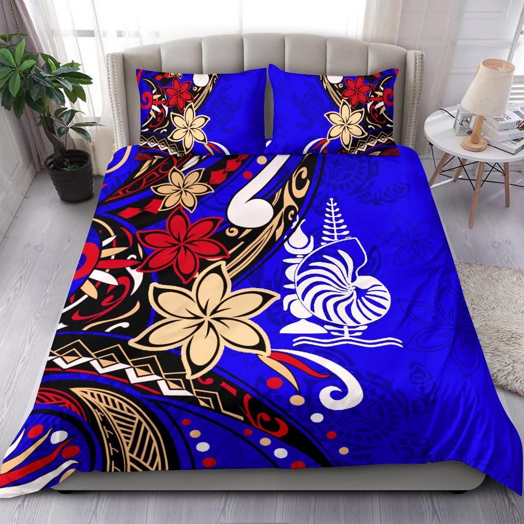 New Caledonia Bedding Set - Tribal Flower With Special Turtles Blue Color