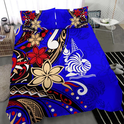 New Caledonia Bedding Set - Tribal Flower With Special Turtles Blue Color