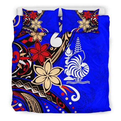 New Caledonia Bedding Set - Tribal Flower With Special Turtles Blue Color