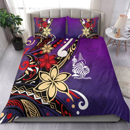 New Caledonia Bedding Set - Tribal Flower With Special Turtles Purple Color