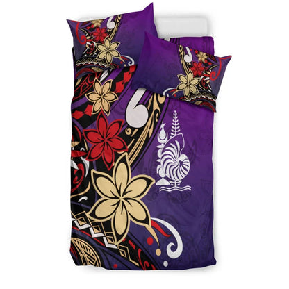 New Caledonia Bedding Set - Tribal Flower With Special Turtles Purple Color