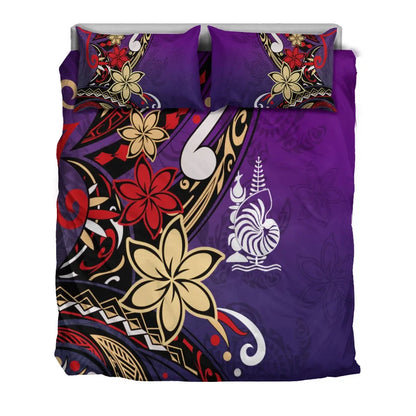 New Caledonia Bedding Set - Tribal Flower With Special Turtles Purple Color