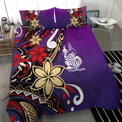 New Caledonia Bedding Set - Tribal Flower With Special Turtles Purple Color
