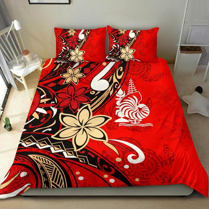New Caledonia Bedding Set - Tribal Flower With Special Turtles Red Color