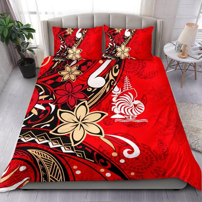 New Caledonia Bedding Set - Tribal Flower With Special Turtles Red Color