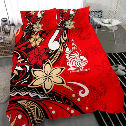 New Caledonia Bedding Set - Tribal Flower With Special Turtles Red Color