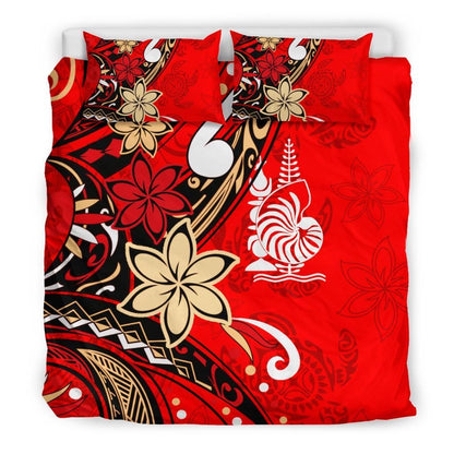 New Caledonia Bedding Set - Tribal Flower With Special Turtles Red Color