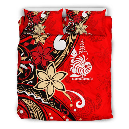 New Caledonia Bedding Set - Tribal Flower With Special Turtles Red Color
