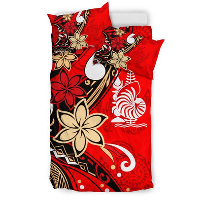 New Caledonia Bedding Set - Tribal Flower With Special Turtles Red Color