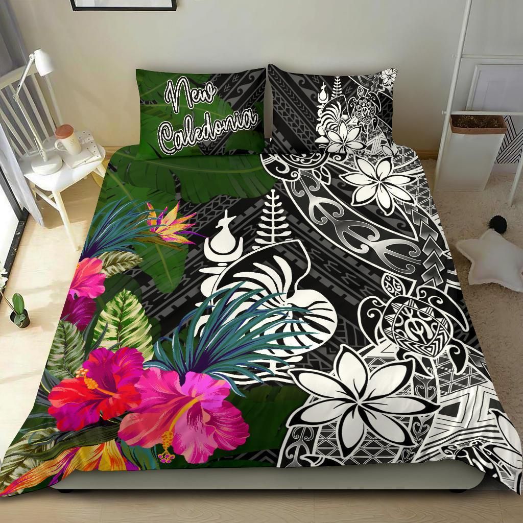 New Caledonia Bedding Set - Turtle Plumeria Banana Leaf Crest
