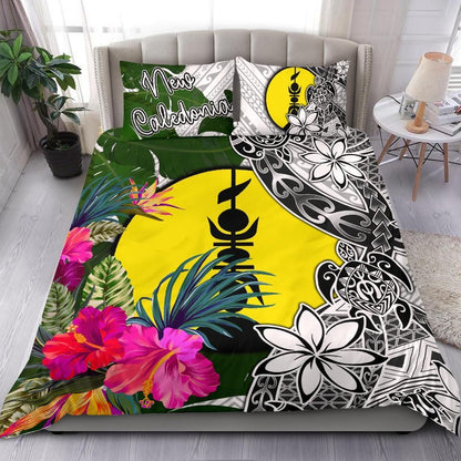 New Caledonia Bedding Set White - Turtle Plumeria Banana Leaf