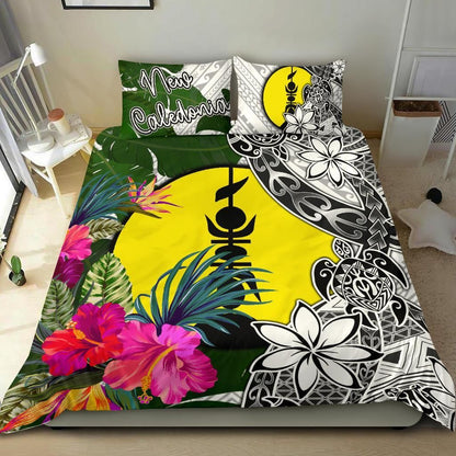 New Caledonia Bedding Set White - Turtle Plumeria Banana Leaf