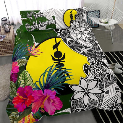 New Caledonia Bedding Set White - Turtle Plumeria Banana Leaf