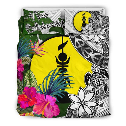 New Caledonia Bedding Set White - Turtle Plumeria Banana Leaf