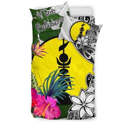 New Caledonia Bedding Set White - Turtle Plumeria Banana Leaf