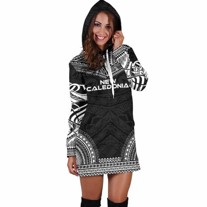 New Caledonia Female Hoodie Dress - Polynesian Black Chief