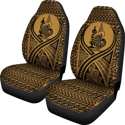 New Caledonia Car Seat Cover - New Caledonia Coat Of Arms Polynesian Tattoo Gold