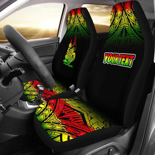 New Caledonia Custom Personalised Car Seat Covers - New Caledonia Coat Of Arms Fog Reggae Style