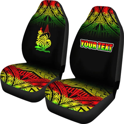 New Caledonia Custom Personalised Car Seat Covers - New Caledonia Coat Of Arms Fog Reggae Style