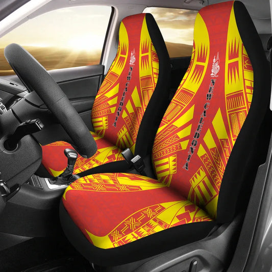 New Caledonia Car Seat Covers - New Caledonia Coat Of Arms Polynesian Tattoo Flag