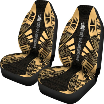 New Caledonia Car Seat Covers - New Caledonia Coat Of Arms Polynesian Tattoo Gold