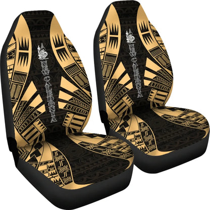 New Caledonia Car Seat Covers - New Caledonia Coat Of Arms Polynesian Tattoo Gold