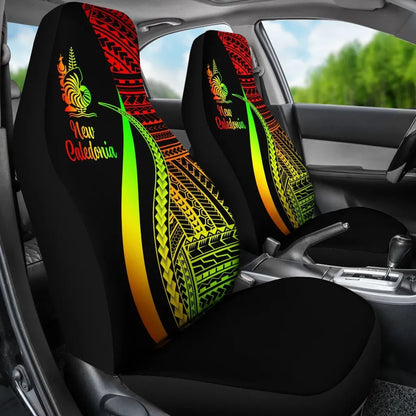 New Caledonia Car Seat Covers - Reggae Polynesian Tentacle Tribal Pattern Crest