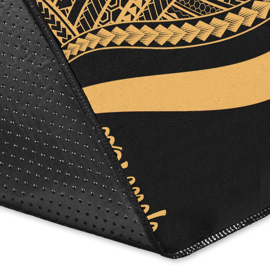 New Caledonia Custom Personalised Area Rug - Gold Polynesian Tentacle Tribal Pattern