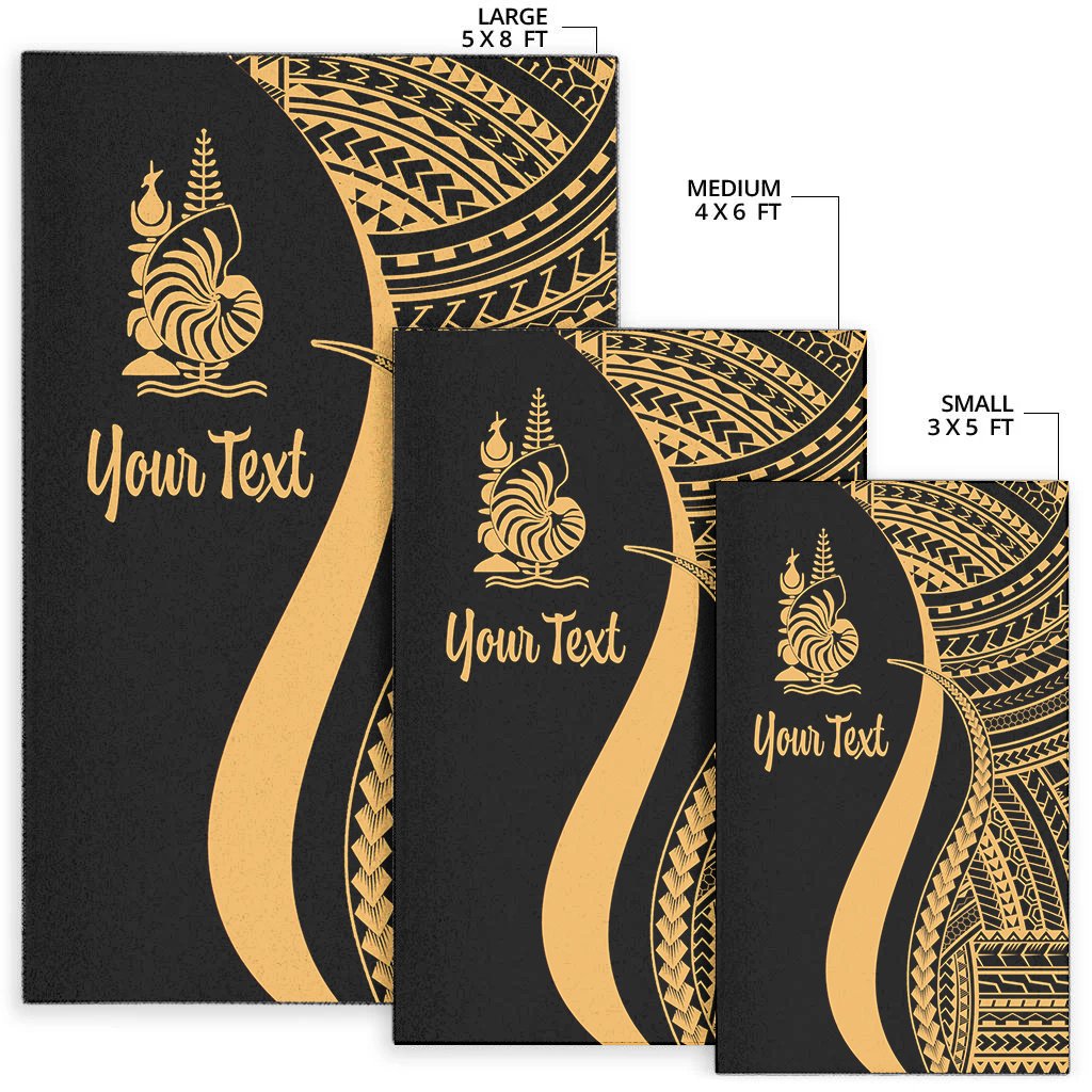 New Caledonia Custom Personalised Area Rug - Gold Polynesian Tentacle Tribal Pattern