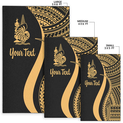 New Caledonia Custom Personalised Area Rug - Gold Polynesian Tentacle Tribal Pattern