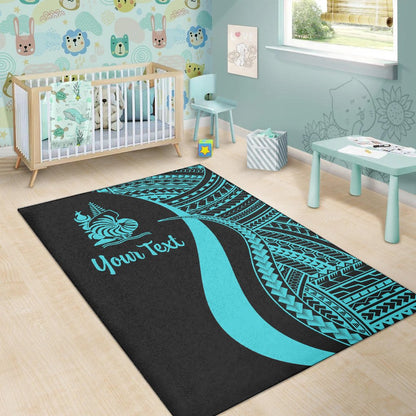 New Caledonia Custom Personalised Area Rug - Turquoise Polynesian Tentacle Tribal Pattern