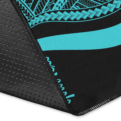 New Caledonia Custom Personalised Area Rug - Turquoise Polynesian Tentacle Tribal Pattern