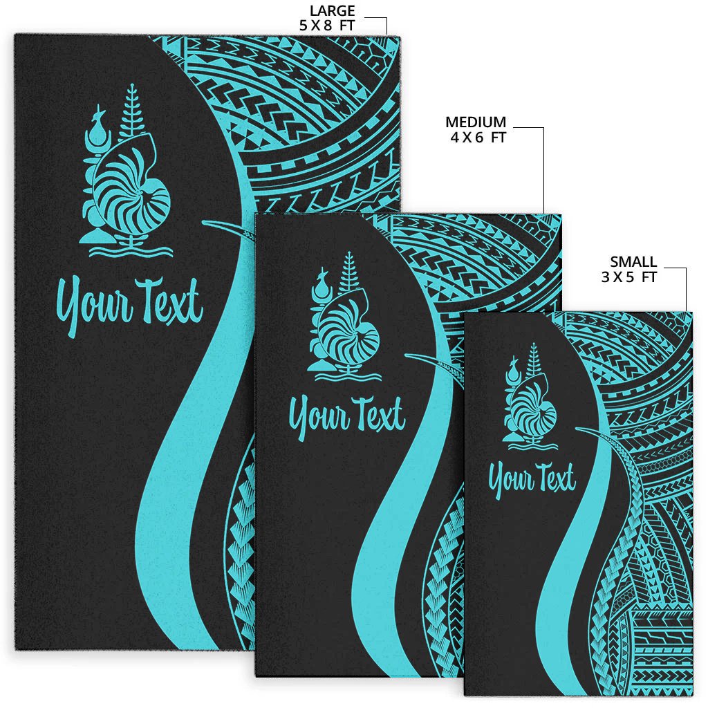 New Caledonia Custom Personalised Area Rug - Turquoise Polynesian Tentacle Tribal Pattern
