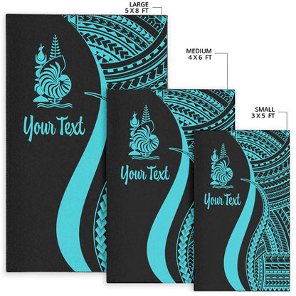 New Caledonia Custom Personalised Area Rug - Turquoise Polynesian Tentacle Tribal Pattern