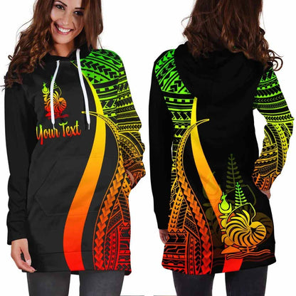 New Caledonia Custom Personalised Hoodie Dress - Reggae Polynesian Tentacle Pattern