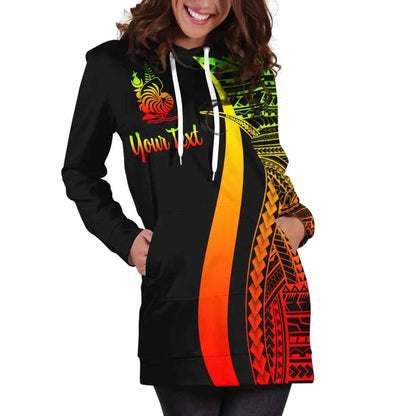 New Caledonia Custom Personalised Hoodie Dress - Reggae Polynesian Tentacle Pattern