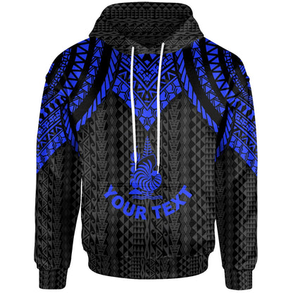 New Caledonia Custom Personalised Hoodie - Polynesian Armor Style Blue