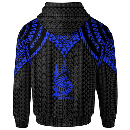 New Caledonia Custom Personalised Hoodie - Polynesian Armor Style Blue
